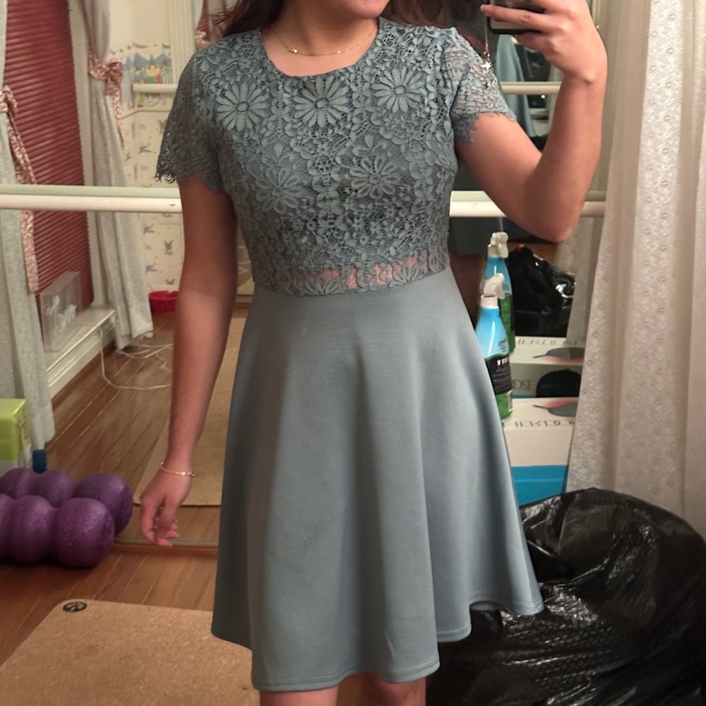 Francesca's Collections Teal Lace Dress